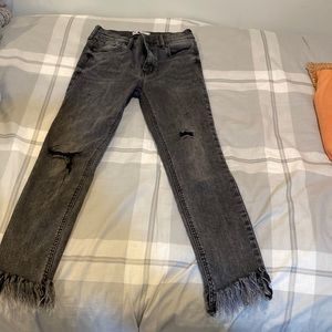 Free People Frayed Hem Skinny Jeans